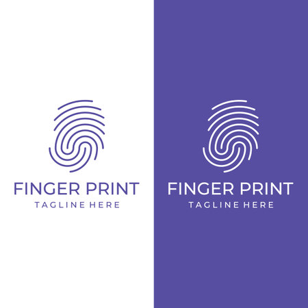 Modern human fingerprint logotype. Fingerprint for identity, business card, technology, digital.のイラスト素材