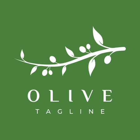 Natural herbal olive and oil logo with olive branch. Logo for business, branding, herbal medicine and spa.のイラスト素材