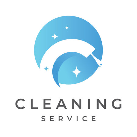 Cleaning logo.Cleaning protection,house cleaner with washing spray and cleaning tools.のイラスト素材