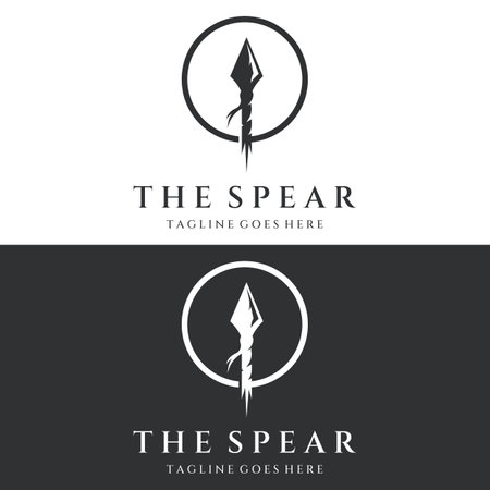 Traditional spear head and arrow head logo design for hunting.のイラスト素材