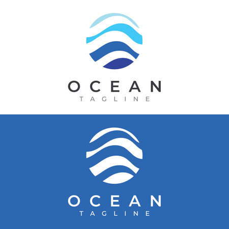 Natural blue pure aqua water logotype.Aqua abstract design with outline.Drinking or mineral water sign icon.のイラスト素材