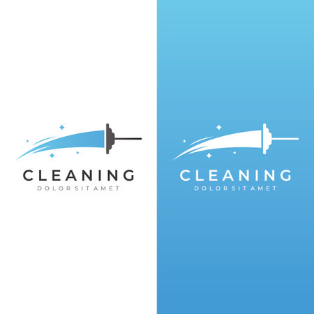 Cleaning logo.Cleaning protection,house cleaner with washing spray and cleaning tools.のイラスト素材