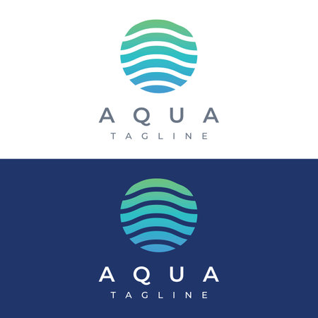 Natural blue pure aqua water logotype.Aqua abstract design with outline.Drinking or mineral water sign icon.のイラスト素材