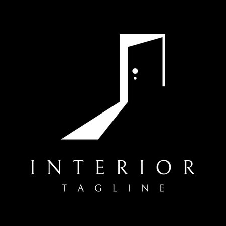 Simple open door abstract logo design, interior with geometric shapes or monogram.For building construction, business.property and company.のイラスト素材