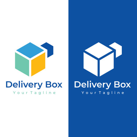 Logistics logo with arrows, order box, fast and digital order.のイラスト素材
