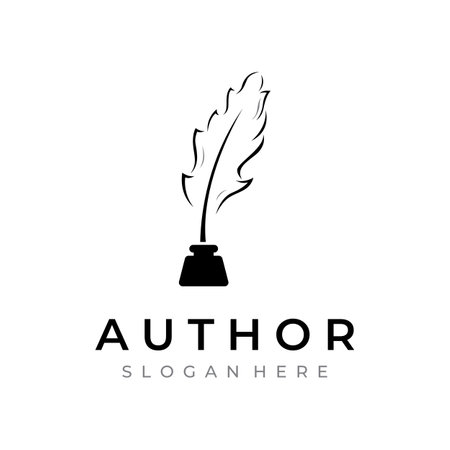 Creative design of pen logo with hipster quill for author or author, signature.のイラスト素材