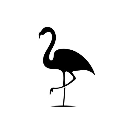 Logo of a long-legged bird or flamingo. Logo with lines, abstract and simple.のイラスト素材