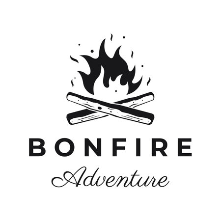 Creative bonfire logo design with vintage wood and fire concept for business, camping and adventure.のイラスト素材