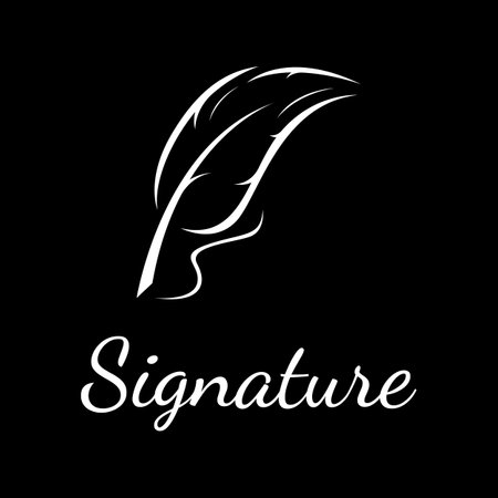 Creative design of pen logo with hipster quill for author or author, signature.のイラスト素材
