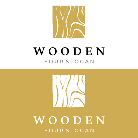 Wood and natural fiber logo design, carpenter and wood planks with saw craftsman tools.のイラスト素材