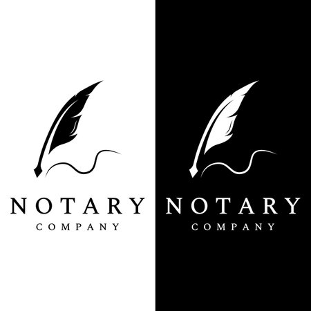 Creative design of pen logo with hipster quill for author or author, signature.のイラスト素材