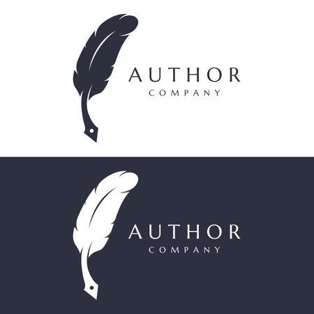 Creative design of pen logo with hipster quill for author or author, signature.のイラスト素材