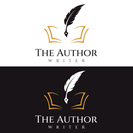 Creative design of pen logo with hipster quill for author or author, signature.のイラスト素材