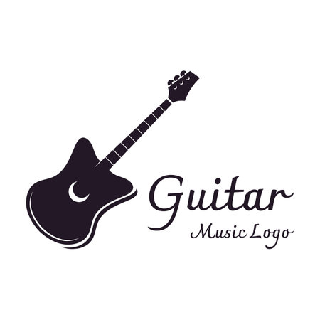 Simple shape guitar musical instrument logo, music, band, live music, and acoustic, nightclub.のイラスト素材