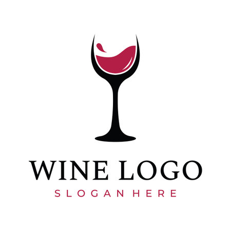 Wine logo design with wine glasses and bottles.Logos for nightclubs, bars and wine shops.のイラスト素材
