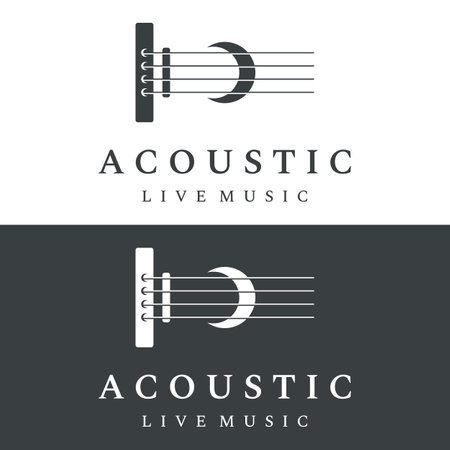 Simple shape guitar musical instrument logo, music, band, live music, and acoustic, nightclub.のイラスト素材