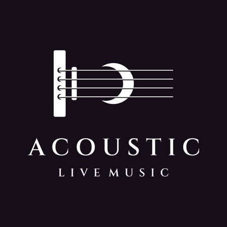 Simple shape guitar musical instrument logo, music, band, live music, and acoustic, nightclub.のイラスト素材