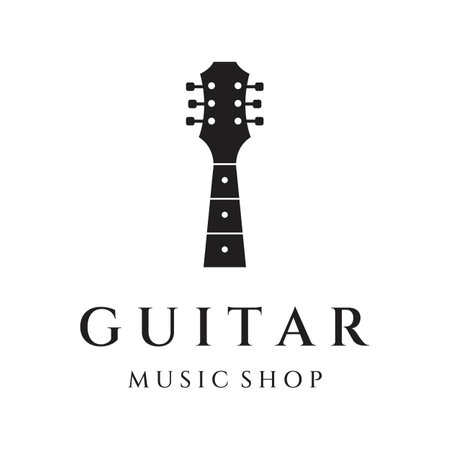 Simple shape guitar musical instrument logo, music, band, live music, and acoustic, nightclub.のイラスト素材