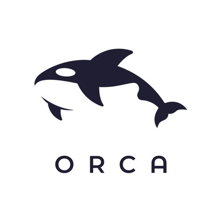 Simple black orca whale animal logo creative design. Killer underwater animal. Logo for business, identity and branding.のイラスト素材