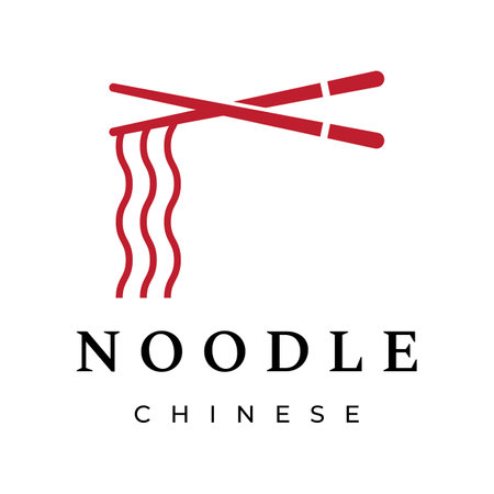 Logo design for delicious Chinese and Japanese noodle soup and ramen dishes, Asian food. Logos for businesses, restaurants, cafes, and shops.のイラスト素材