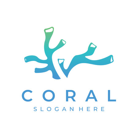 Beautiful colorful underwater natural coral reef logo design. Coral reef for fish habitat.のイラスト素材
