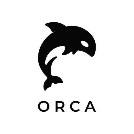 Simple black orca whale animal logo creative design. Killer underwater animal. Logo for business, identity and branding.のイラスト素材