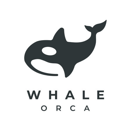 Simple black orca whale animal logo creative design. Killer underwater animal. Logo for business, identity and branding.のイラスト素材
