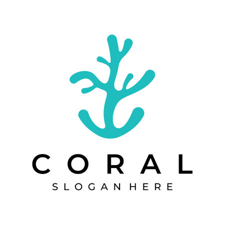 Beautiful colorful underwater natural coral reef logo design. Coral reef for fish habitat.のイラスト素材
