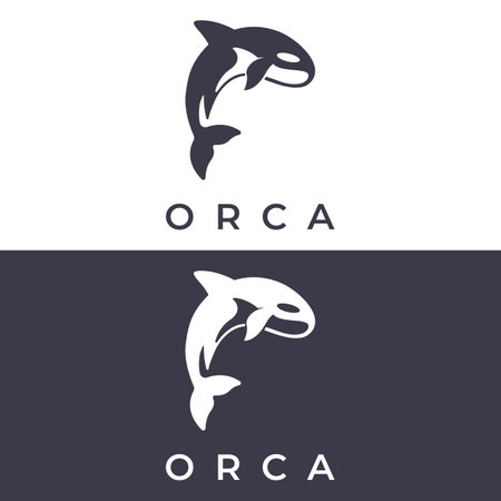 Simple black orca whale animal logo creative design. Killer underwater animal. Logo for business, identity and branding.のイラスト素材