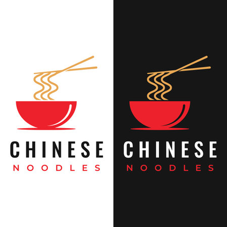 Logo design for delicious Chinese and Japanese noodle soup and ramen dishes, Asian food. Logos for businesses, restaurants, cafes, and shops.のイラスト素材