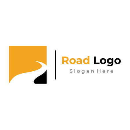 Highway logo design, asphalt road route, traffic. Logo can be for business, sign, company.のイラスト素材