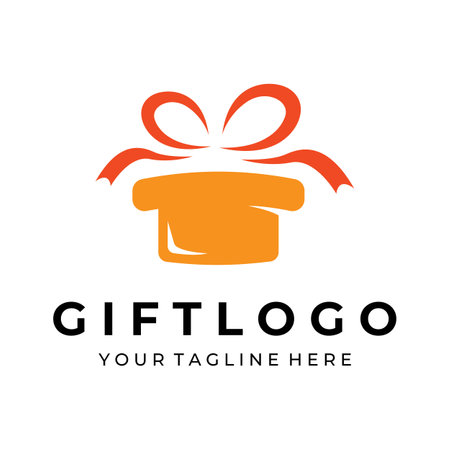 Gift box logo or gift with ribbon sign, letter G and gifts. Logo for surprise, valentine, birthday, gift shop, party and business.のイラスト素材
