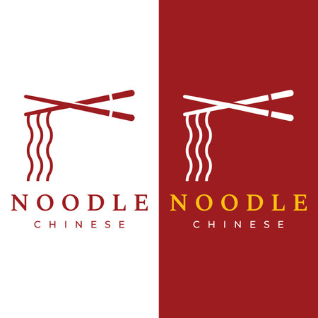 Logo design for delicious Chinese and Japanese noodle soup and ramen dishes, Asian food. Logos for businesses, restaurants, cafes, and shops.のイラスト素材