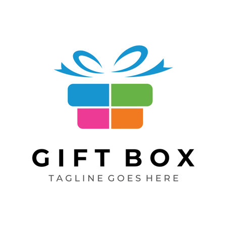 Gift box logo or gift with ribbon sign, letter G and gifts. Logo for surprise, valentine, birthday, gift shop, party and business.のイラスト素材