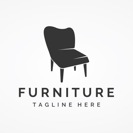 Interior chair furniture logo creative design with modern geometric lines.With elegant and minimalist shape.のイラスト素材