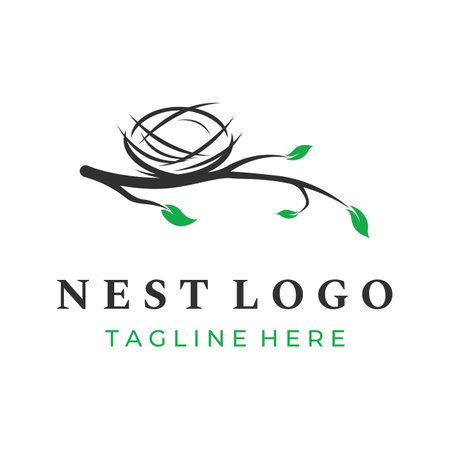Bird's nest hipster logo design vector illustration.のイラスト素材