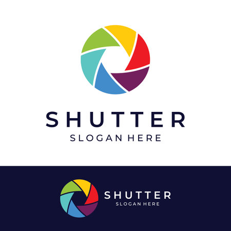 Photography camera logo, lens camera shutter, digital, line, professional, elegant and modern. The logo can be used for studios, photography and other businesses.のイラスト素材