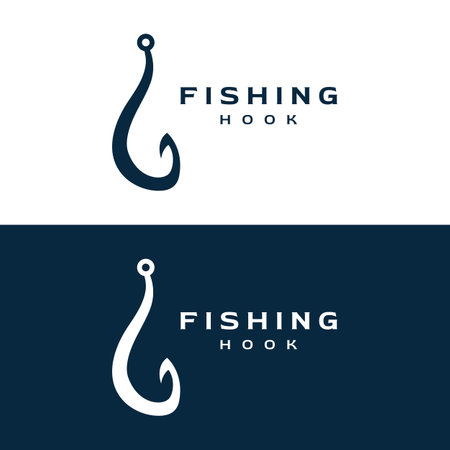 Vintage fishing hook logo as a fishing tool.Logo for business, hook shop or fishing shop,fishing,label and stamp.のイラスト素材