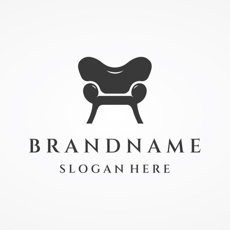 Interior chair furniture logo creative design with modern geometric lines.With elegant and minimalist shape.のイラスト素材