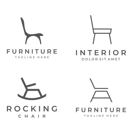 Interior chair furniture logo creative design with modern geometric lines.With elegant and minimalist shape.のイラスト素材