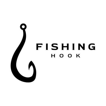 Vintage fishing hook logo as a fishing tool.Logo for business, hook shop or fishing shop,fishing,label and stamp.のイラスト素材
