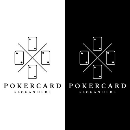 Vintage casino poker ace logo, diamonds, hearts and spades. Poker club logo, tournament, gambling game, symbol 777.のイラスト素材