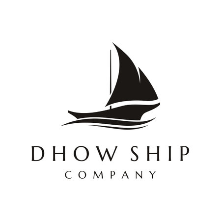 Simple black dhow ship logo design in classic style.のイラスト素材