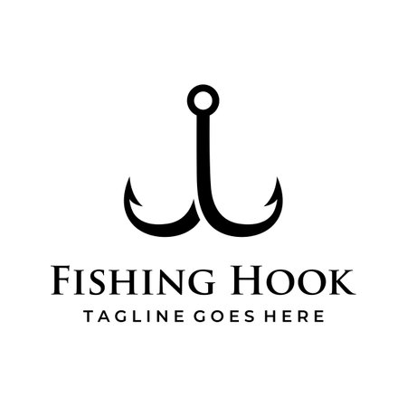 Vintage fishing hook logo as a fishing tool.Logo for business, hook shop or fishing shop,fishing,label and stamp.のイラスト素材