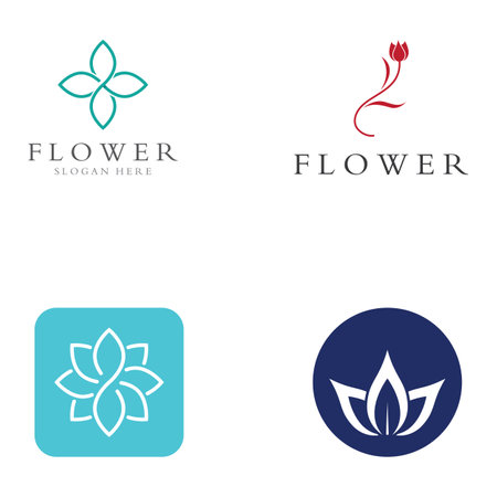 Logos of flowers, roses, lotus flowers, and other types of flowers. By using the concept of vector design.のイラスト素材