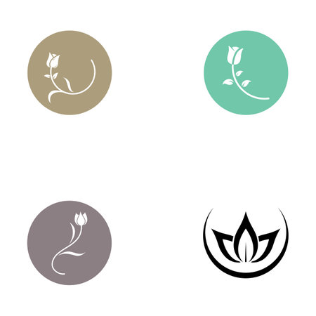 Logos of flowers, roses, lotus flowers, and other types of flowers. By using the concept of vector design.のイラスト素材