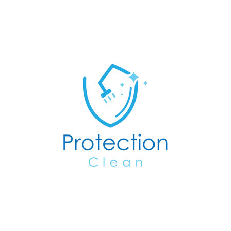 Cleaning logo, cleaning protection logo and house cleaning logo. With vector design concept.のイラスト素材