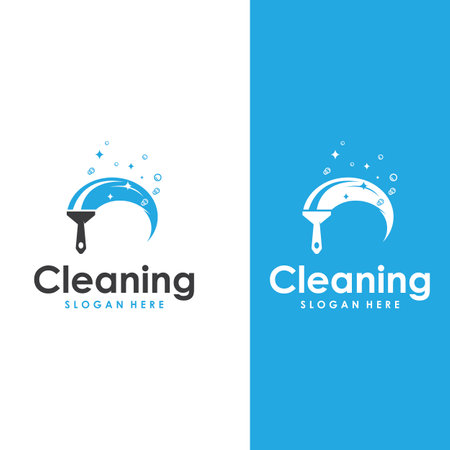 Cleaning logo, cleaning protection logo and house cleaning logo. With vector design concept.のイラスト素材