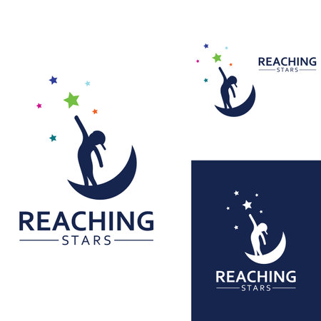 A logo to reach the stars or a logo to reach a dream or goal. Logo using vector design concept.のイラスト素材