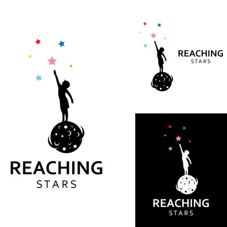 A logo to reach the stars or a logo to reach a dream or goal. Logo using vector design concept.のイラスト素材